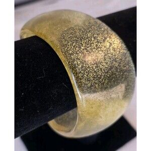 Vintage Style Lucite Glitter Acrylic Cuff Bracelet Chunky Gold Bangle #618